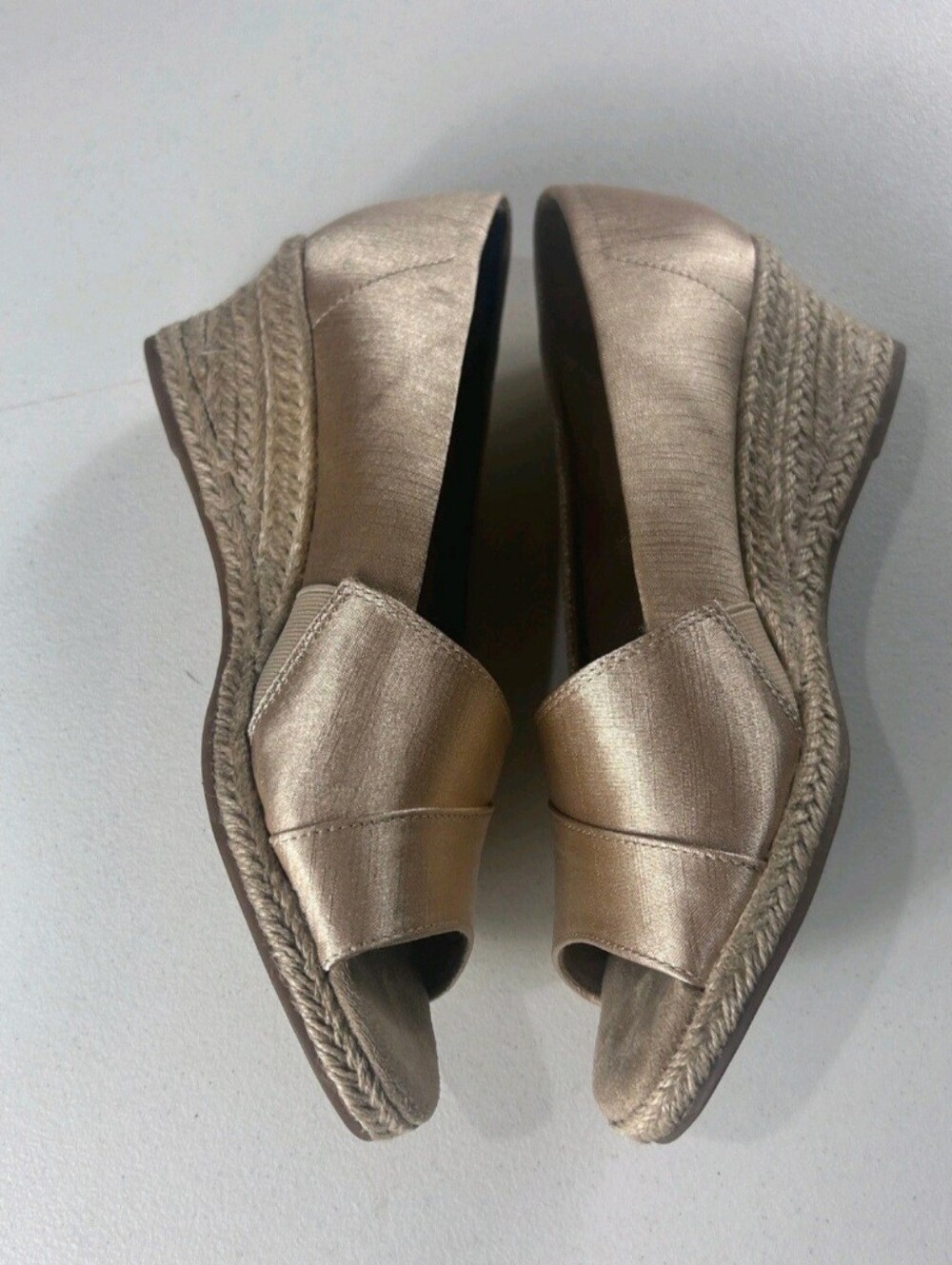 NWT Easy Street Jasper Thai Silk Peep Toe Espadrille Wedge Shoes Sz 11 Extra Wid